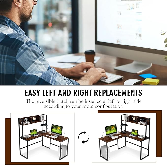 Tangkula Reversible L-Shaped Desk - Image 8