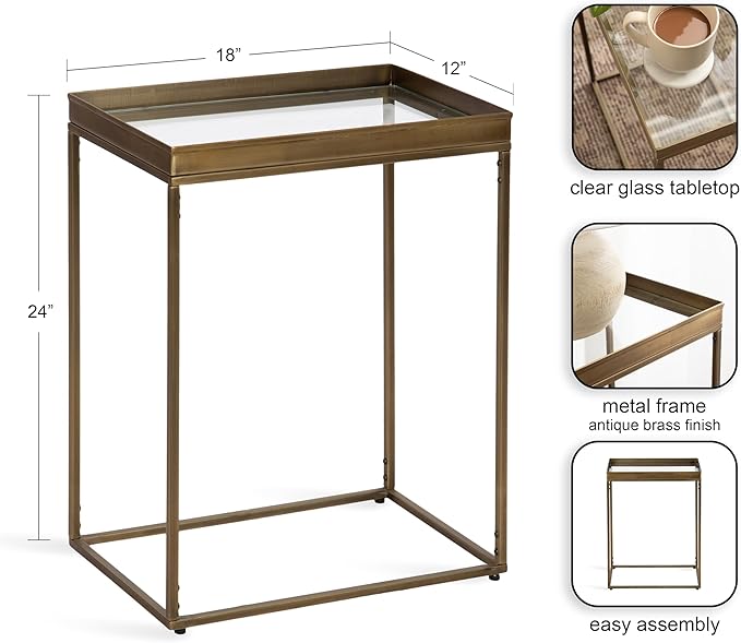 Kate and Laurel Lonsdale Transitional Glass Narrow End Table; 18 x 12 x 24; - Image 3