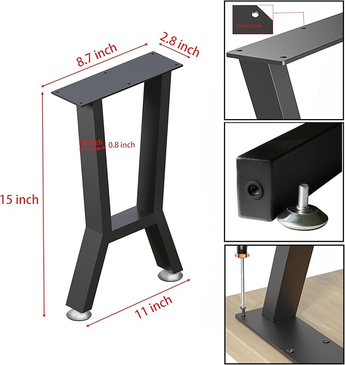 Bench Legs, Coffee Table Legs 15-Inch, Iron Desk Legs - Image 3