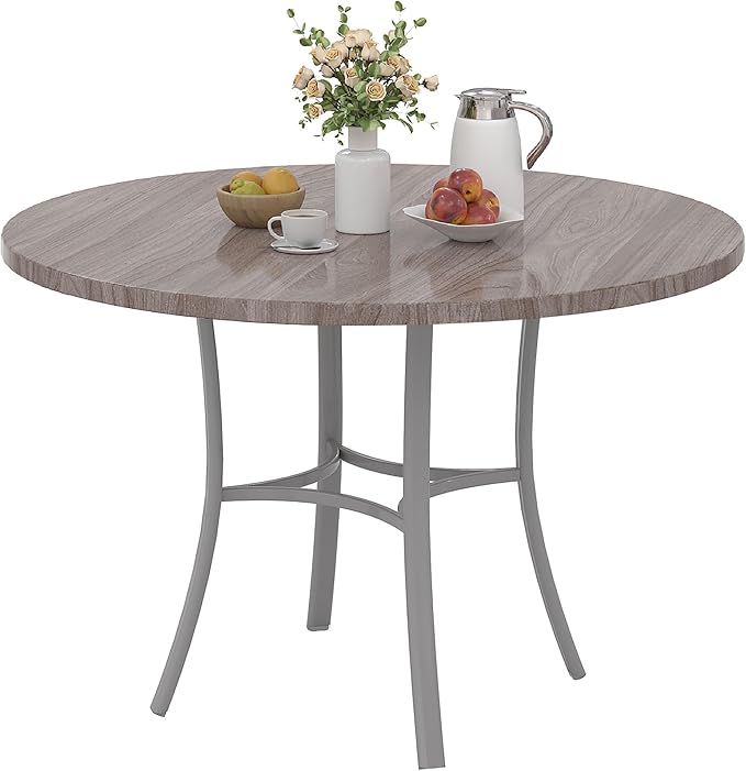 VECELO 36" Round Dining Table for 4, Wood Grain Dinette by VECELO