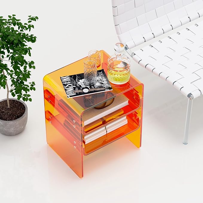 Clear Acrylic 3-Tier End Table/Nightstand – Sleek Bedside Storage - Image 8