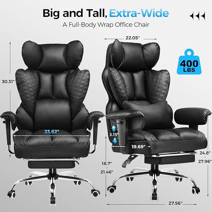 GTRACING Big and Tall Gaming Chair 400lbs Heavy Duty Office Chair - Image 2