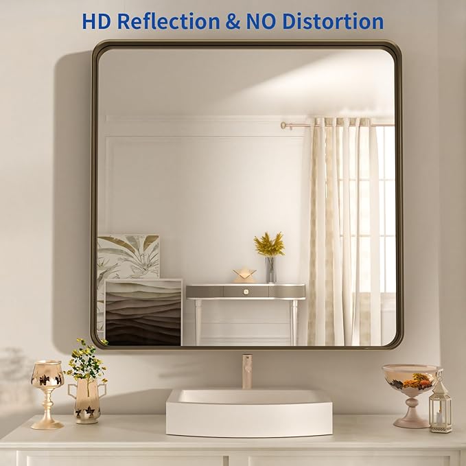 WEER 36x30 Inch Bronze Bathroom Mirror - Image 2