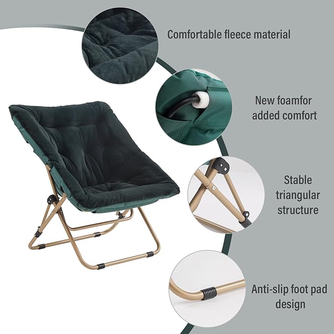 Tiita Comfy Saucer Chair, Soft Faux Fur Oversized Folding Accent Chair - Image 4