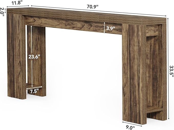 LITTLE TREE 70.9-Inch Long Entryway Table, Narrow Farmhouse Sofa Console Table - Image 2