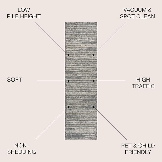 JONATHAN Y Khalil Modern Berber Stripe Gray/Cream Runner Rug, Contemporary - Image 3