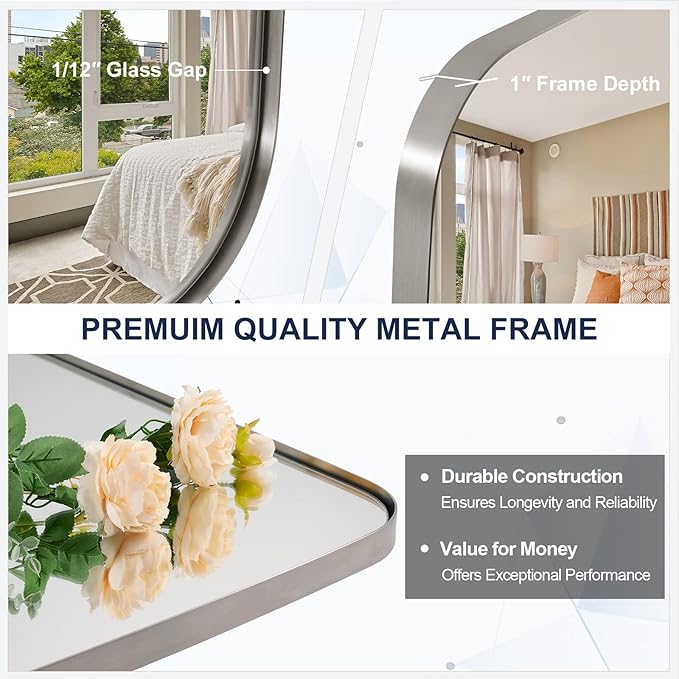 ANDY STAR Brushed Nickel Mirror, 24x32’’ Oval Mirror - Image 2