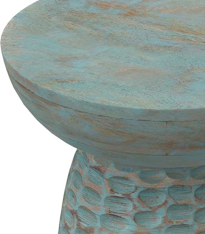 SIMPLIHOME Boyd 13-inch Wide Solid Mango End Table in Teal Wash, - Image 9