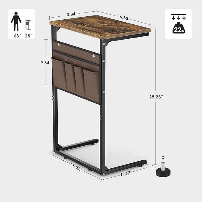 Vagusicc C Shaped End Table Set of 2, Tall Side Table - Image 3