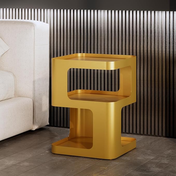 Gold Side Table, Modern end Table, Unique nightstand, Bedside Tables, Metal - Image 8
