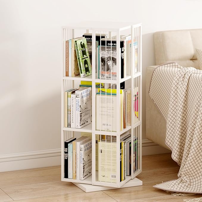 Square Rotating Bookshelf Tower by OSCHF