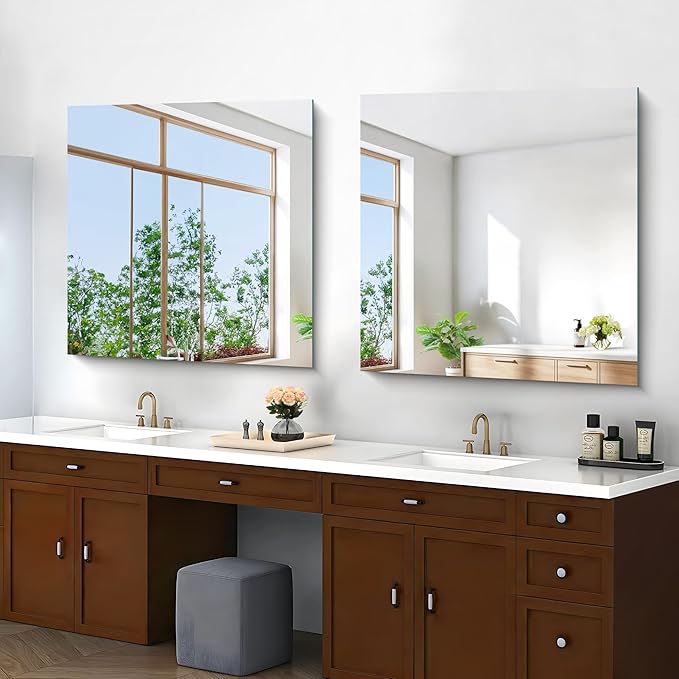 KOCUUY Large Frameless Mirror, 36x36 Inch Square Bathroom Vanity Mirror - Image 3