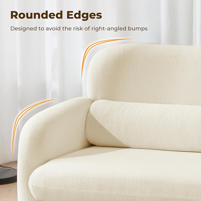 Furnimart Modern Loveseat Sofa, Comfy Upholstered Minimalist Couch, Small - Image 6