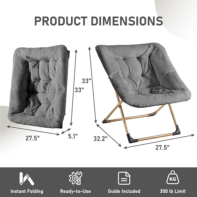 Comfy Oversized Saucer Chair, Soft Faux Fur Reading Lounge Chair - Image 3