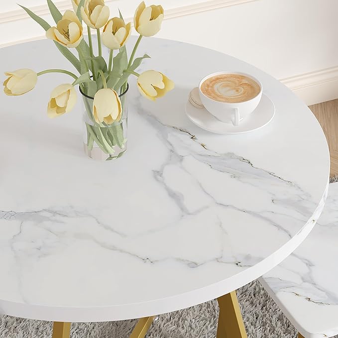 VECELO Small Round Dining Table Set - Image 8