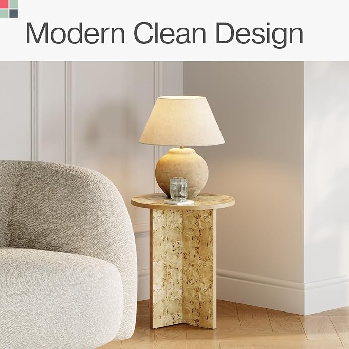 Round Natural Burl End Table for Living Room - Image 3
