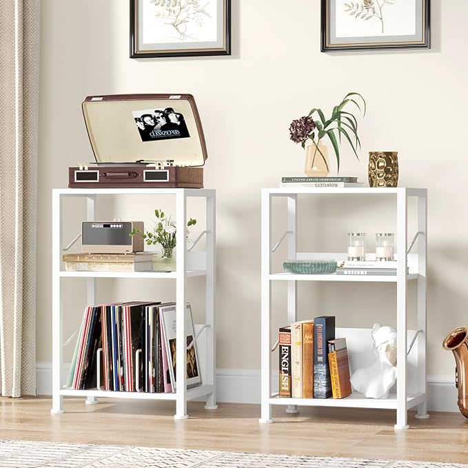 Hosfais 3 Tier Record Player Stand, Retro Vinyl Record Storage End Table - Image 5