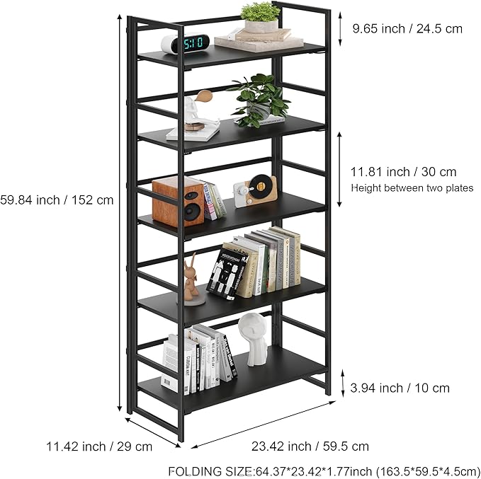 BHG Vintage Multifunctional Folding Bookshelf, No-Assembly Plant Stand Storage - Image 3