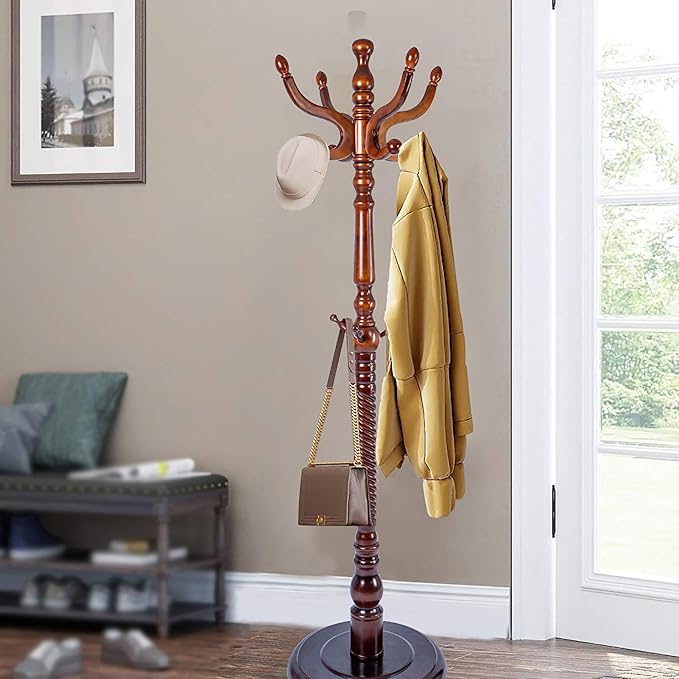 73" Wooden Coat Rack Stand, Coat Racks Freestanding by Unknown
