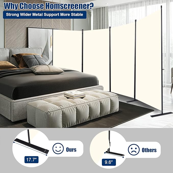 Room Divider 6FT Portable Room Dividers and Folding Privacy Screens, 4 Panel - Image 3