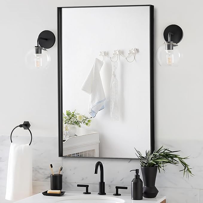 24x40 Inch Black Bathroom Mirror - Image 2