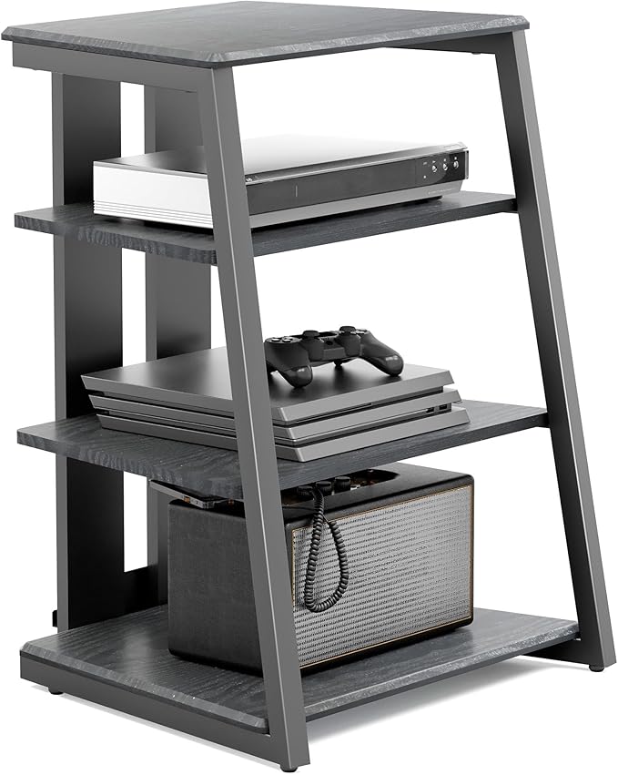 FITUEYES Design 4-Tier AV Media Stand Corner Shelf Stand Wooden Corner Shelves by FITUEYES