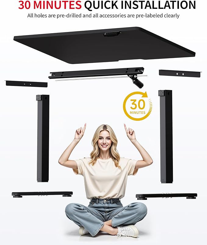 Okin Standing Desk Electric Adjustable Computer Whole Piece Stand up Desk - Image 9