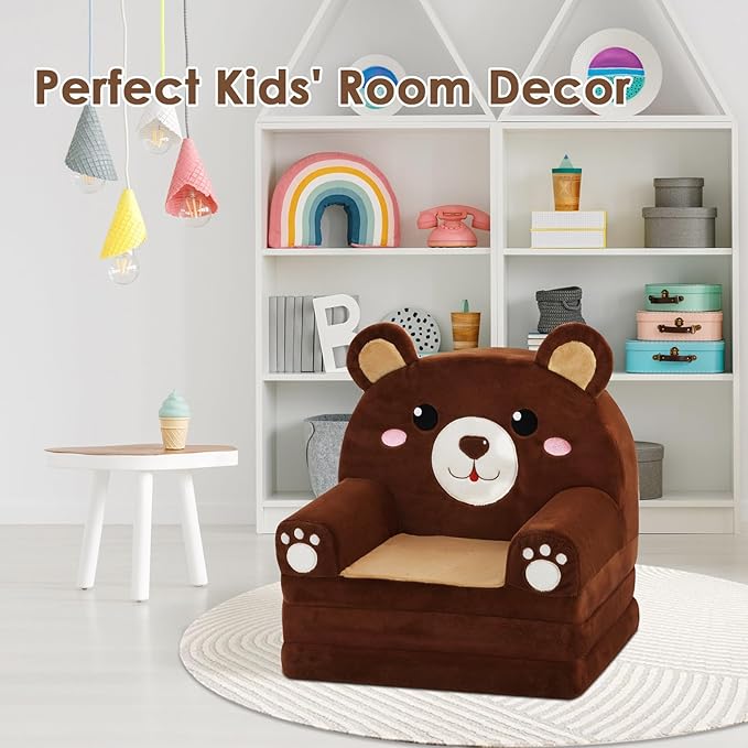 Kids Couch Comfy Foldable Kids Sofa to Lounger 2 in 1 Toddler Chair Plush Baby - Image 7