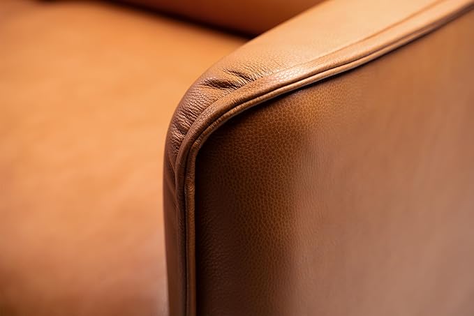 Valencia Jasper 85" Cognac Tan Brown 3 Seater Full Leather Couch | Mid Century - Image 5