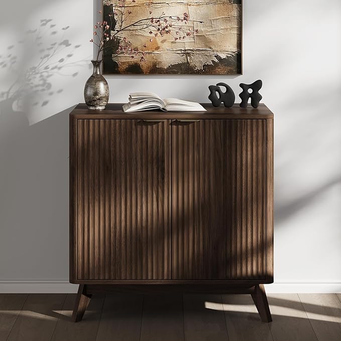 Buffet Cabinet with Storage, Fluted Multifunctional Storage Cabinet with 2 Doors - Image 9