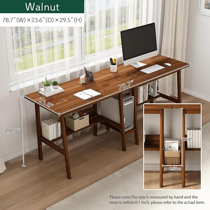 2-Person Writing Desk with Bookshelf - Image 6