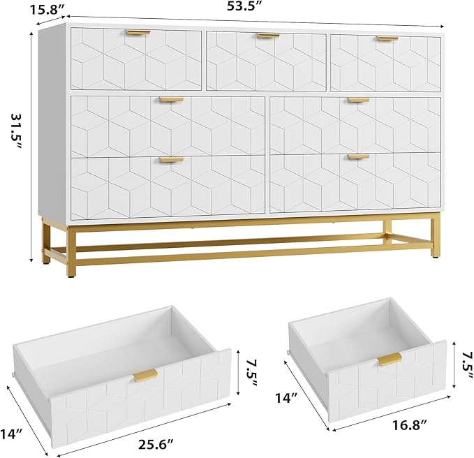Dresser for Bedroom, 53.5" Wide Dresser Organizer, 7 Drawer - Image 2
