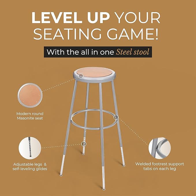 OEF Furnishings (2 Pack Height Adjustable Steel Stools - Image 4