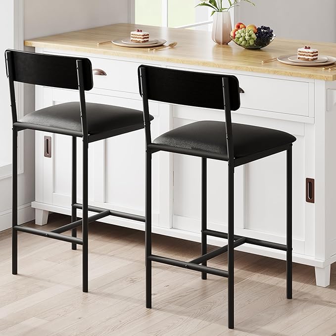 GarveeHome Bar Stools Set of 2, Upholstered Counter Height Bar Stools by GarveeHome
