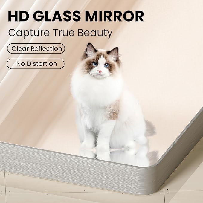24x36 Inch Brushed Nickel Bathroom Mirror, Brushed Silver Metal Frame Mirror - Image 3