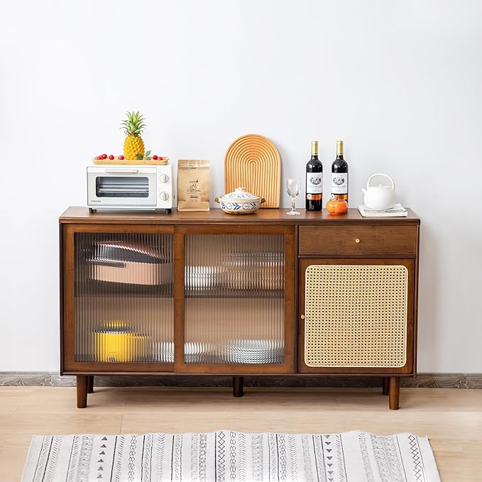 Tiita Bamboo Sideboard Buffet Cabinet, Rattan Kitchen Storage Cabinet - Image 6