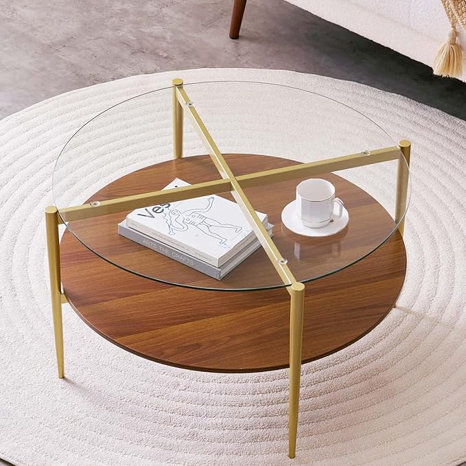 Round Coffee Table, Mid-Century Modern Design, D30“ x H17”, by LumFurn