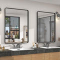 2 Pack of 22x30 Inch Black Metal Framed Bathrrom Mirror, Hangs Horizontally or by CHARMOR
