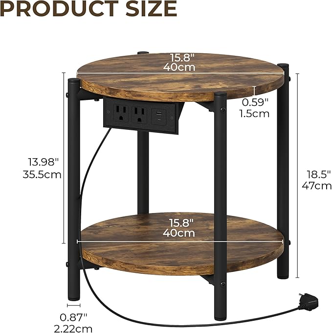 LIKIMIO Small Round End Tables Set of 2 - Image 3