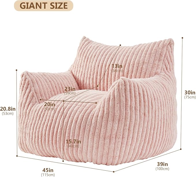 Giant Bean Bag Chairs for Adults Teens, Large Bean Bag Sofa Chairs - Image 2