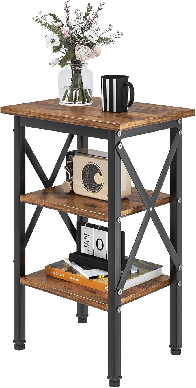 VECELO End Table, Bedside Table, X-Design Reinforced Nightstands, Side Table by VECELO