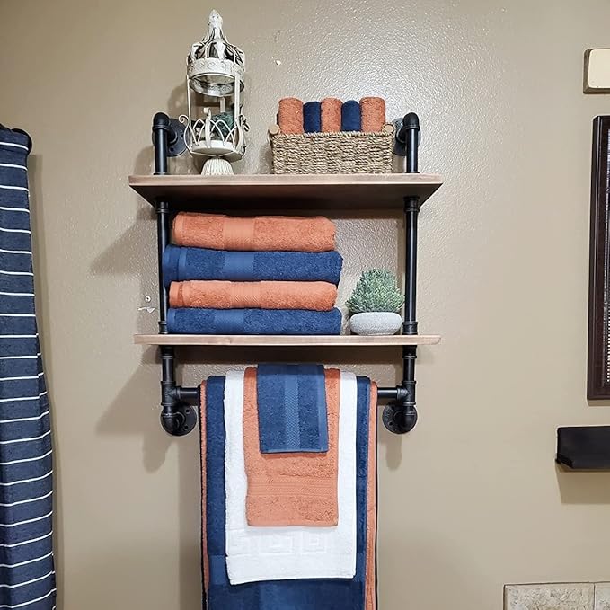 SSS Furniture Industrial Pipe Shelving Bathroom Floating Shelves Wall Mounted - Image 5