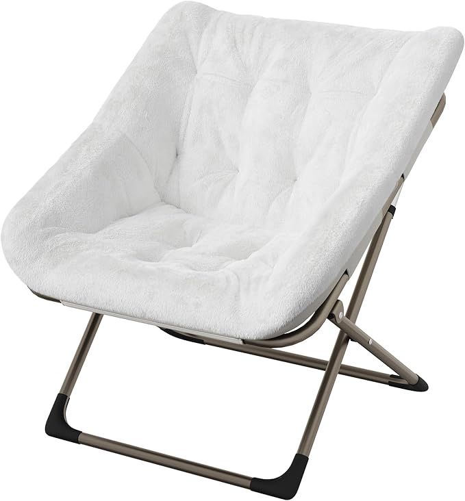 Comfy Chair for Adults, Foldable Living Room Chairs, Soft Faux Fur Folding by Garvee