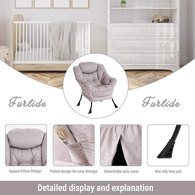 Lazy Chair with Ottoman, Modern Chair with Folding Footrest, Lounge Accent Chair - Image 4