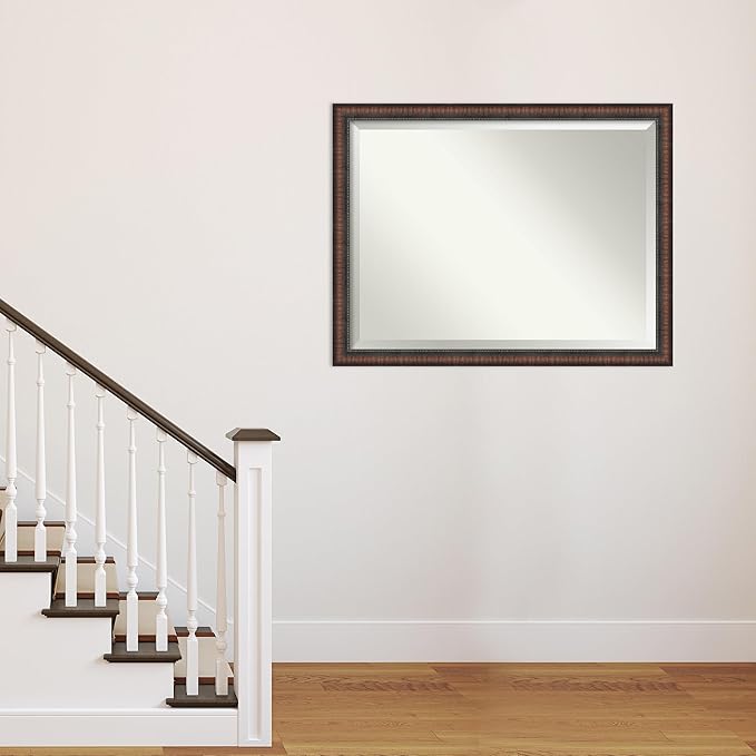 Amanti Art Brown Wall Mirror 34x44 Caleb Brown Rectangle Bathroom Mirror - Image 6