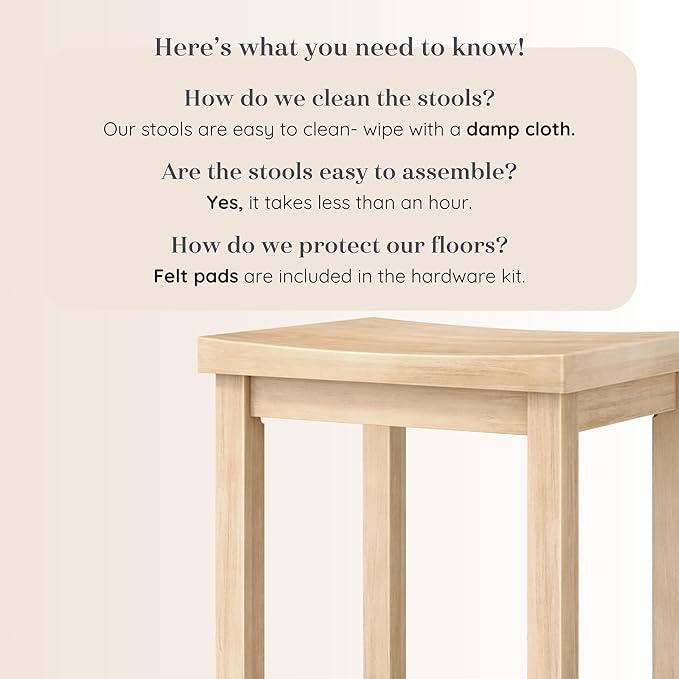 Grain & Grove Smith Collection Solid Wood Bar Stool, 30 inch Saddle-Seat Bar - Image 5