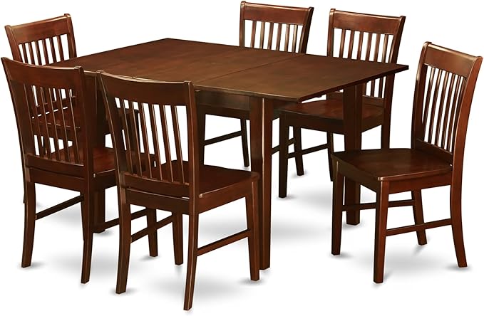 East West Furniture PSNO7-MAH-W 7 Piece Dining Table Set Consist of a Rectangle by EastWestFurniture