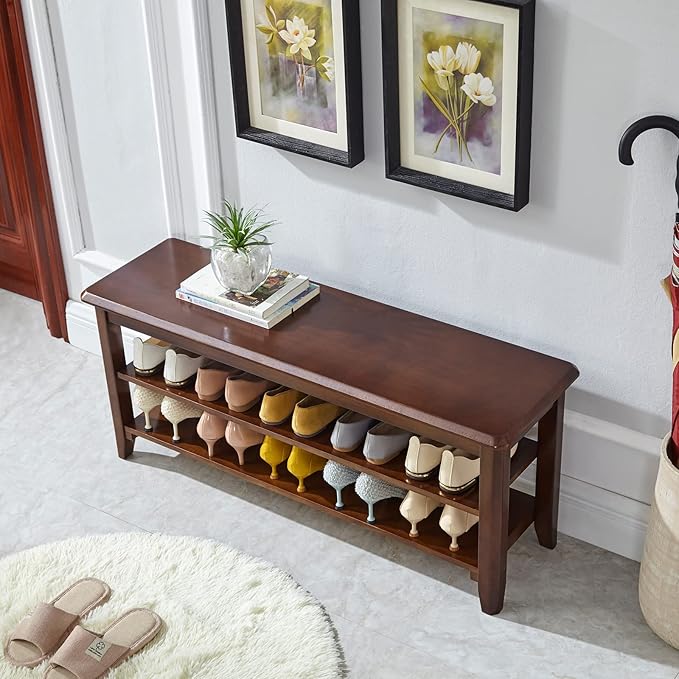 LEILISI Shoe Bench, Solid Wood Shoe Rack Bench Simple Style Shoe Storage Bench - Image 6