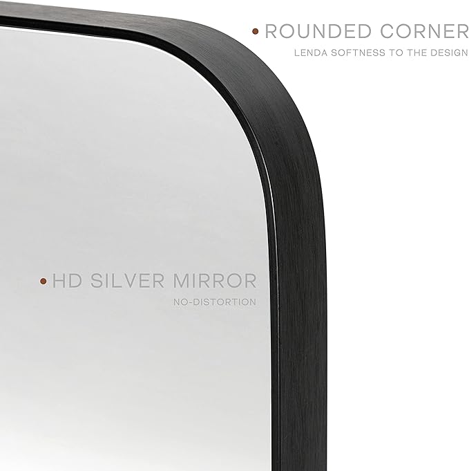 Black Bathroom Mirrors for Over Sink, 24 x 36 Inch Rounded Corner Rectangle - Image 3