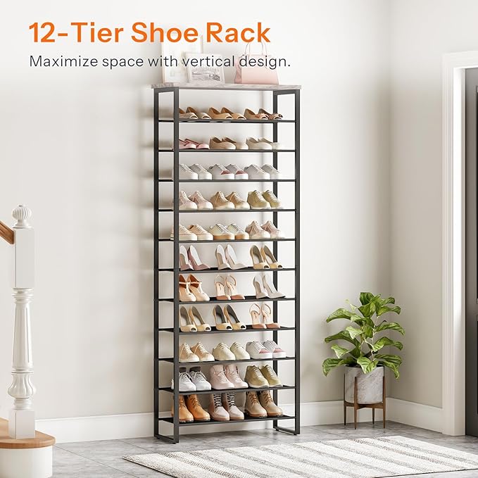 HOOBRO Shoe Rack, 12-Tier Shoe Storage Organizer, Large Capacity Shoe Shelf - Image 3
